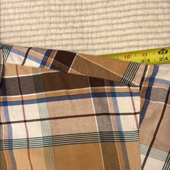 Tan and Brown Casual Button Down Shirt with Plaid Design #37 - Picture 9 of 11